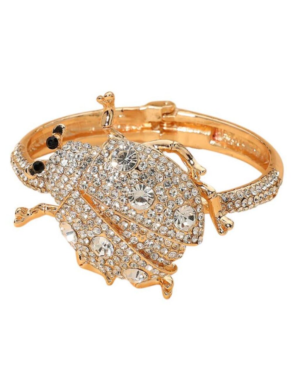 Tigerstars Rhinestone Pave Ladybug Accent Hinged Bangle Bracelet